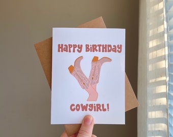 Happy Birthday Cowgirl Card | Greeting Card with Envelope, Friendship Appreciation Celebration Card, Friendly Greeting Card