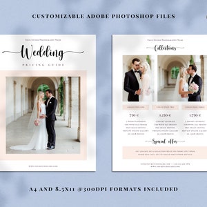 Wedding Pricing Guide, Photography Pricing Guide Template, Wedding Photography Marketing, Portfolio Two Pages Template Photoshop, WPG011