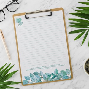 Revelation 21:4 Eucalyptus Letter Writing Sheets - JW Ministry Stationery - Instant Download Printable