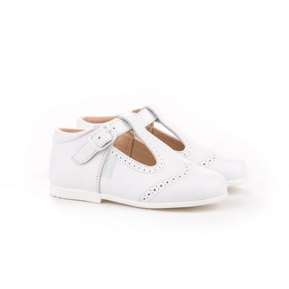 T-strap white Leather Shoes Toddler 