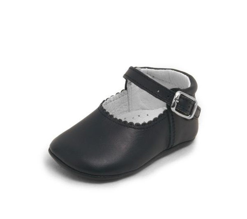 Dark Blue Leather Mary Janes Merceditas Baby Shoes Soft Sole Etsy