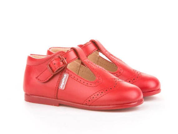 red t strap shoes