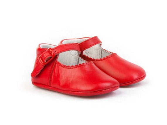 Red Leather Mary Janes soft sole baby 