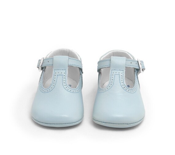 Leather Soft Sole Baby Shoes Light Blue 