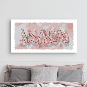 Custom Girls Graffiti Name Art Soft Colors Canvas Wall Decor Girls Room Decor Custom Graffiti Splatter Personalized Sign Unique Design