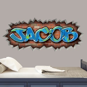 Graffiti Brick Wall Name Decal - Personalized - Removable