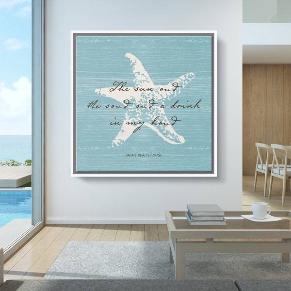 Custom Starfish Beach Canvas Wall Art Inspirational Beach Wall Art Large Canvas Art For Beach House Gift for Her Custom Beach Quote Print