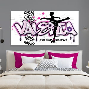 Graffiti Ice Skating Custom Art Girls Graffiti Room Decor Name Art Canvas Art Girls Bedroom Design Custom Art Street Figure Skating Art