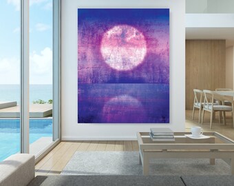 The Moonlit Ocean At Dusk Modern Art Canvas Large Contemporary Art Large Beach Art Gift For Her Home Decor Beach House Art Large Wall Art