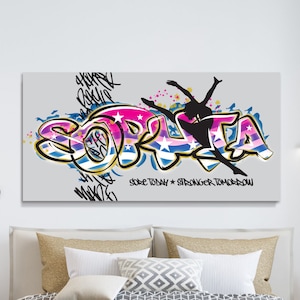 Graffiti Gymastics Art Graffiti Name Art Custom Girls Dance Canvas Art Teen Girls Room Decor Art For Her Custom Street Art Dance Art