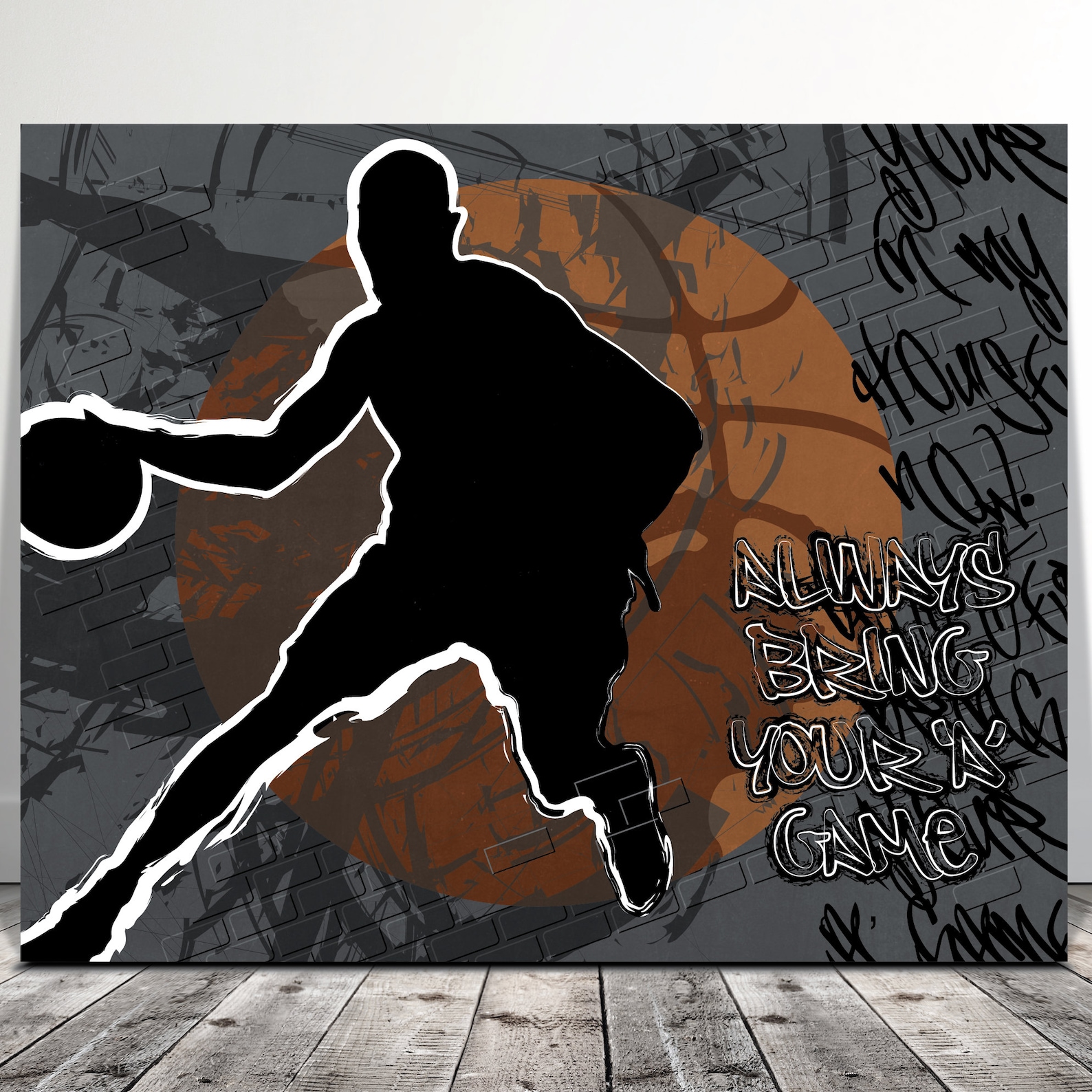 Basketball Graffiti Wall Art Sports Canvas Art for Boys Man Etsy