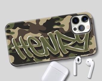 Personalized 3D Camo Graffiti Phone Case: Full Protection for iPhone, Android & Samsung