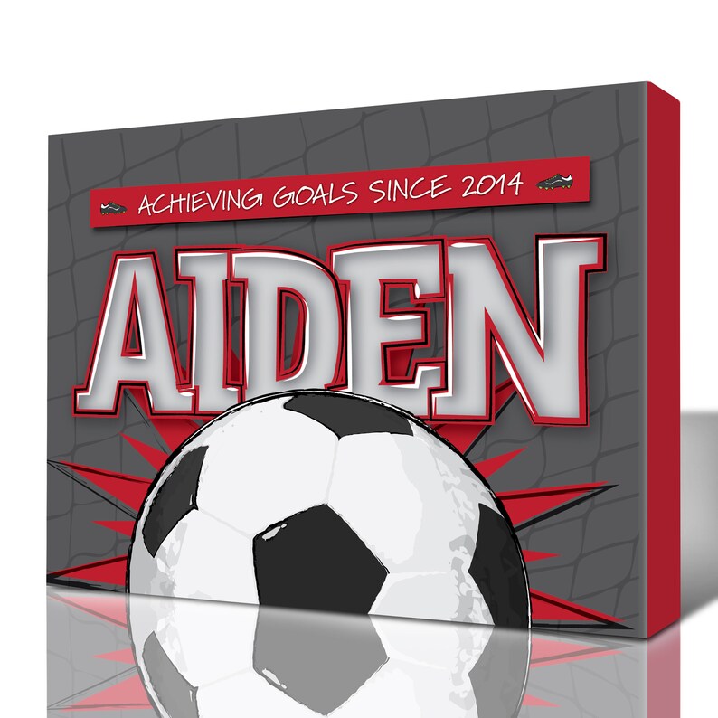 Soccer Name Art Kids Sports Canvas Art Boys Room Decor Large Etsy