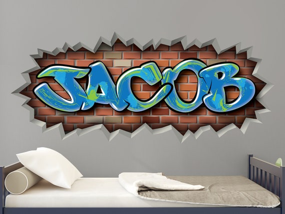 Buy Custom Graffiti Removable Brick Wall Decal Name Art Street