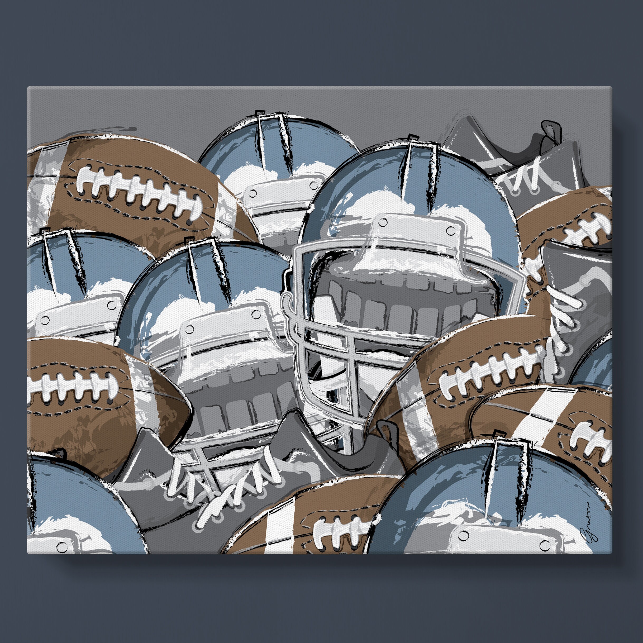 Football Art Sports Wall Art Boys Room Decor Large Canvas Art Etsy