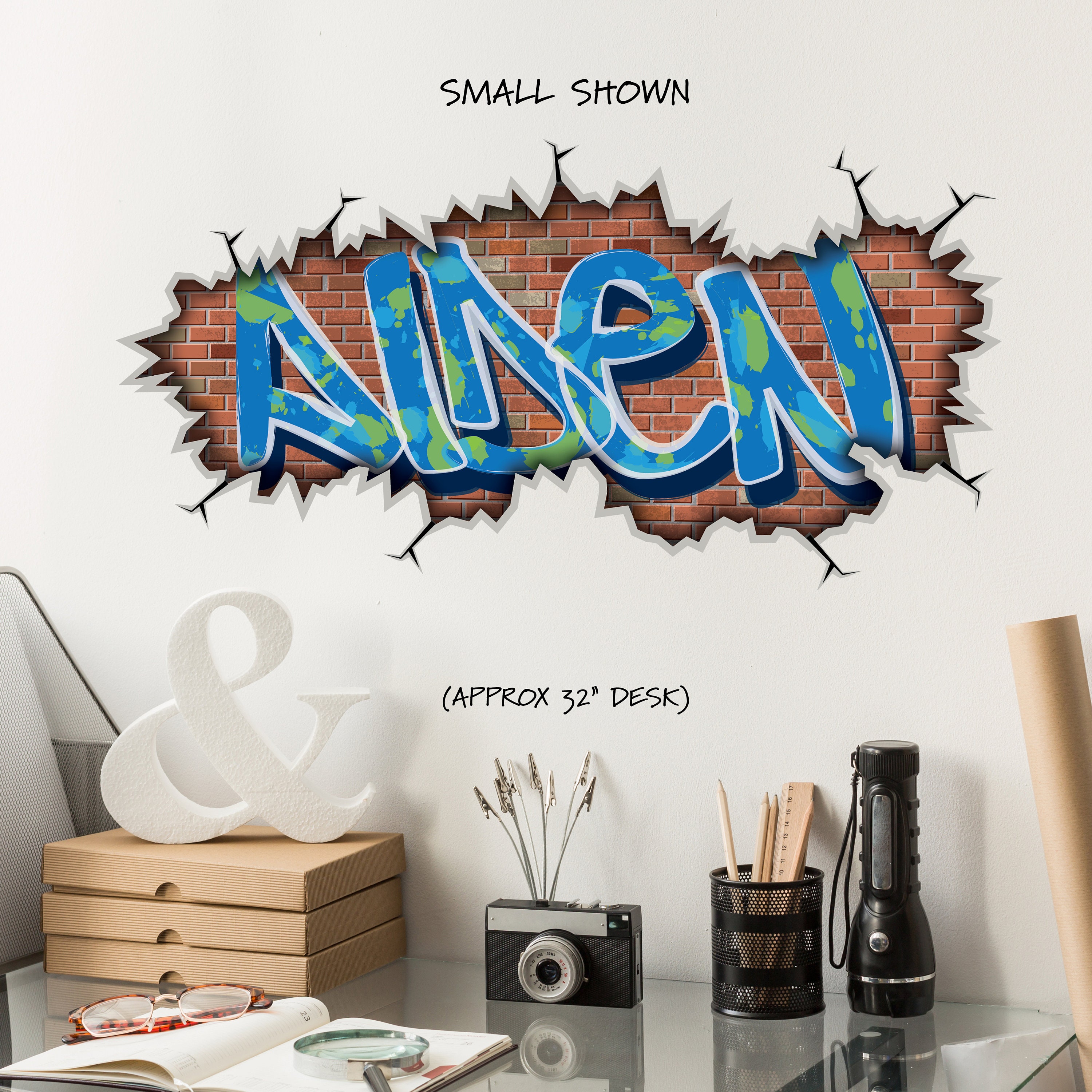 Cool Graffiti Wall Art Naam Verwijderbare ngepaste Bakstenen Etsy Nederland