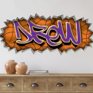 Basketball Graffiti Name Removable Wall Decal Art Sports Large Sticker NBA Teams Boys Room Decor Hooper The Professor CashNasty Personalized