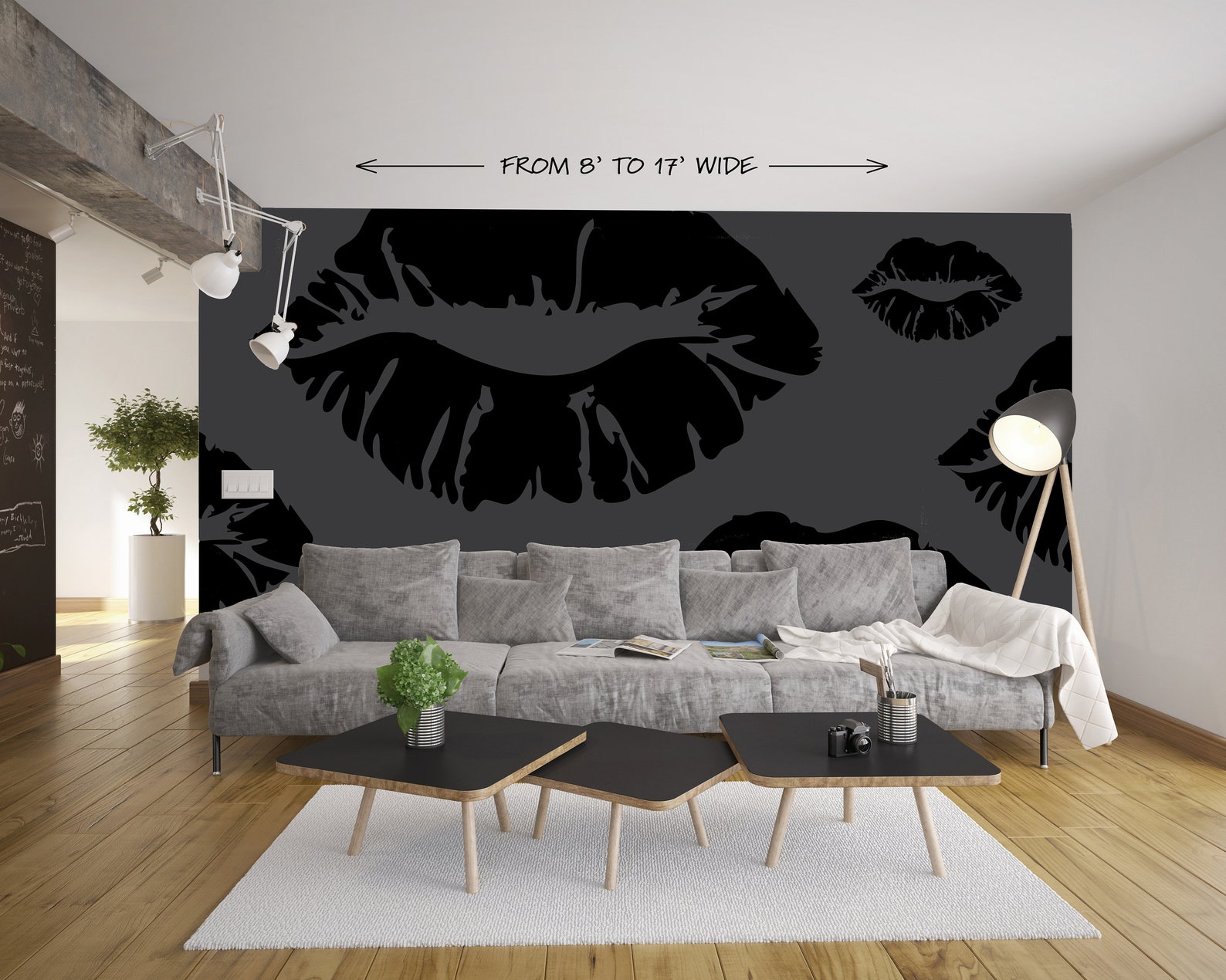 Lips Removable Wallpaper Decal Bold Kiss Glamorous Room Decor Etsy