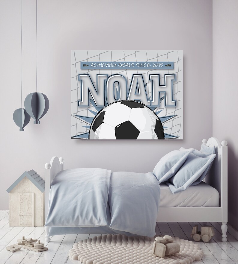 Soccer Name Art Kids Sports Canvas Art Boys Room Decor Large Etsy