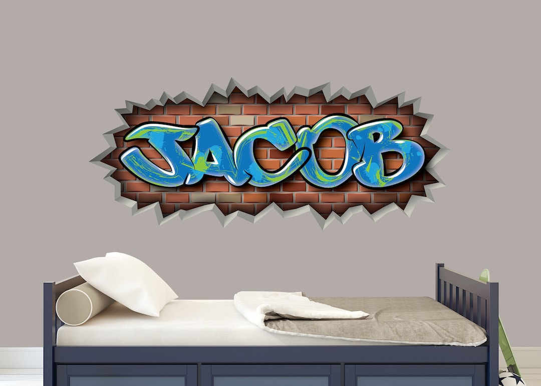 Graffiti Brick Wall Name Decal - Personalized - Removable - Etsy