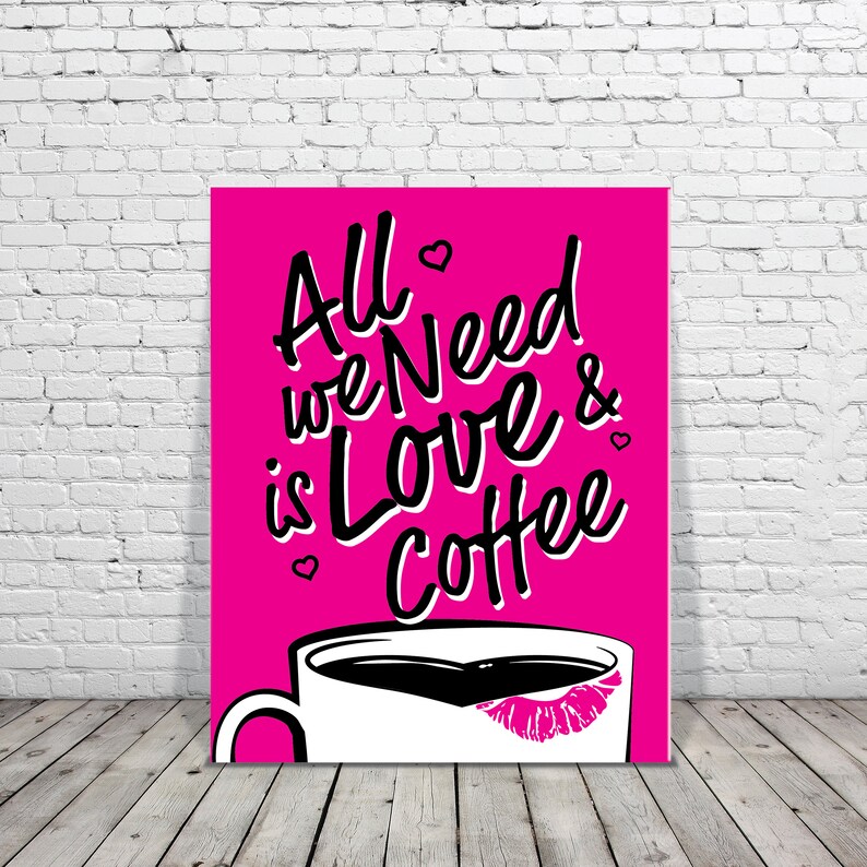 Love and Coffee Canvas Graphic Design Modern Art Dorm Decor Etsy