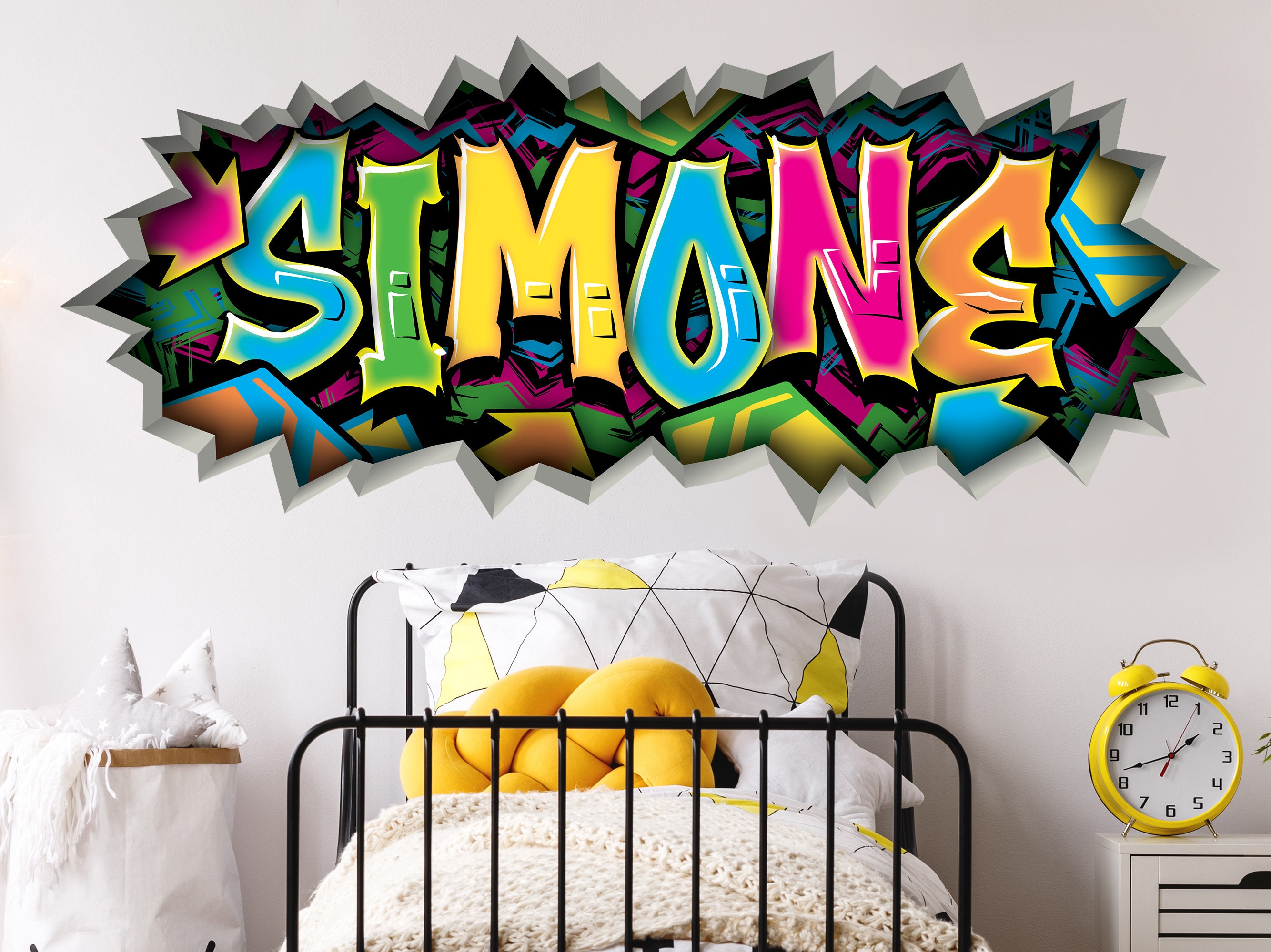 Fotomurale nome graffiti di colore urbano personalizzato - TenStickers