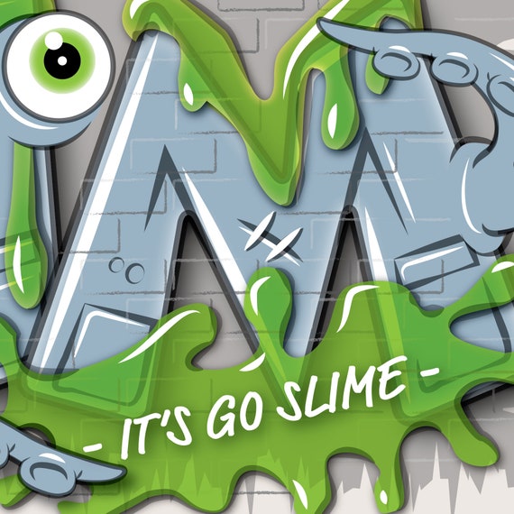 Slime Graffiti Monster Custom Name Art Kids Room Decor Disney Nickelodeon Boys Room Slime Canvas Wall Hanging Personalized Sign Frankenstein