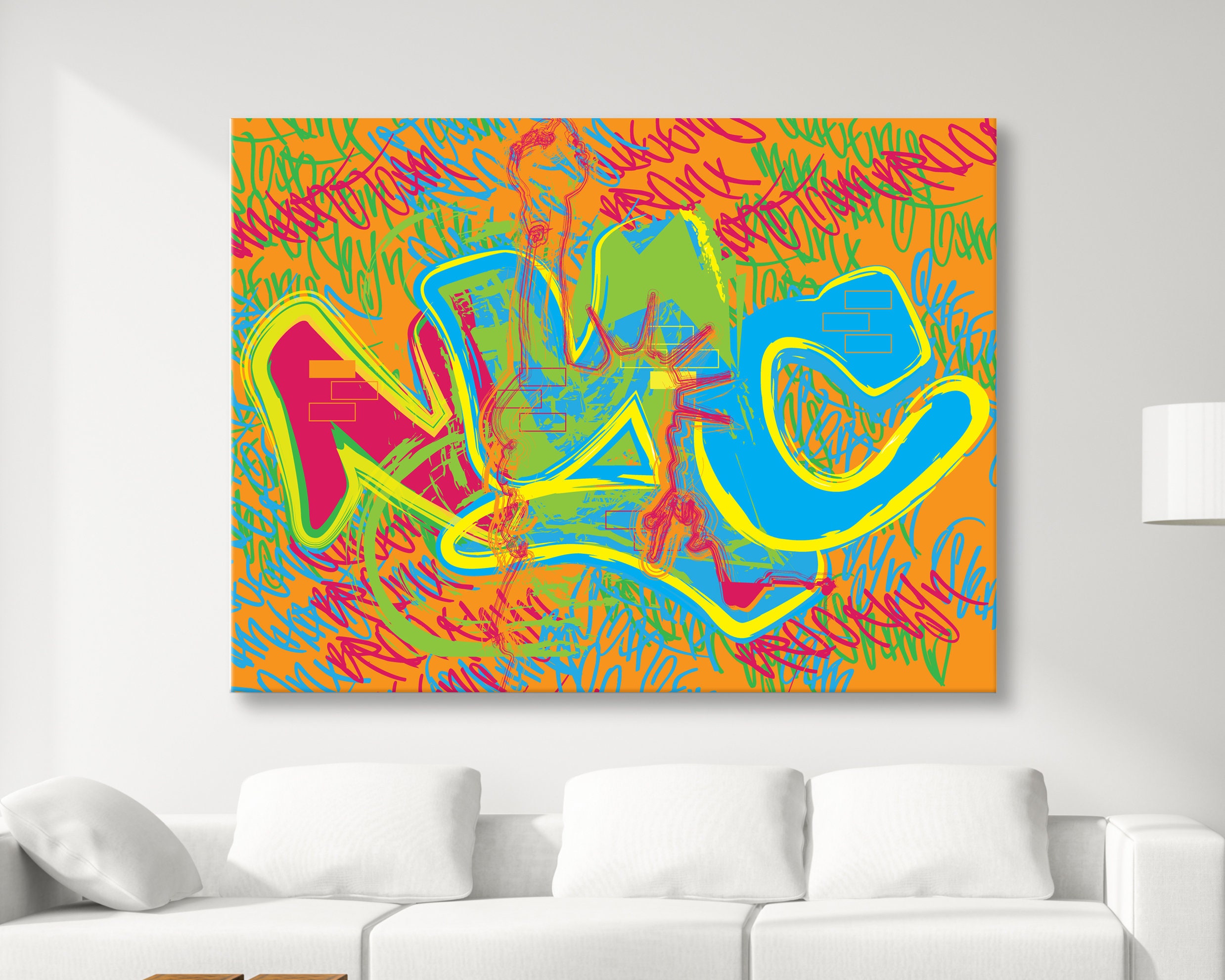New York City Graffiti Pop Art Canvas Living Room Bold