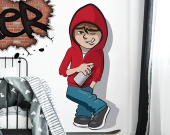 Graffiti Artist Removable Wall Decal: Kid Room Decor