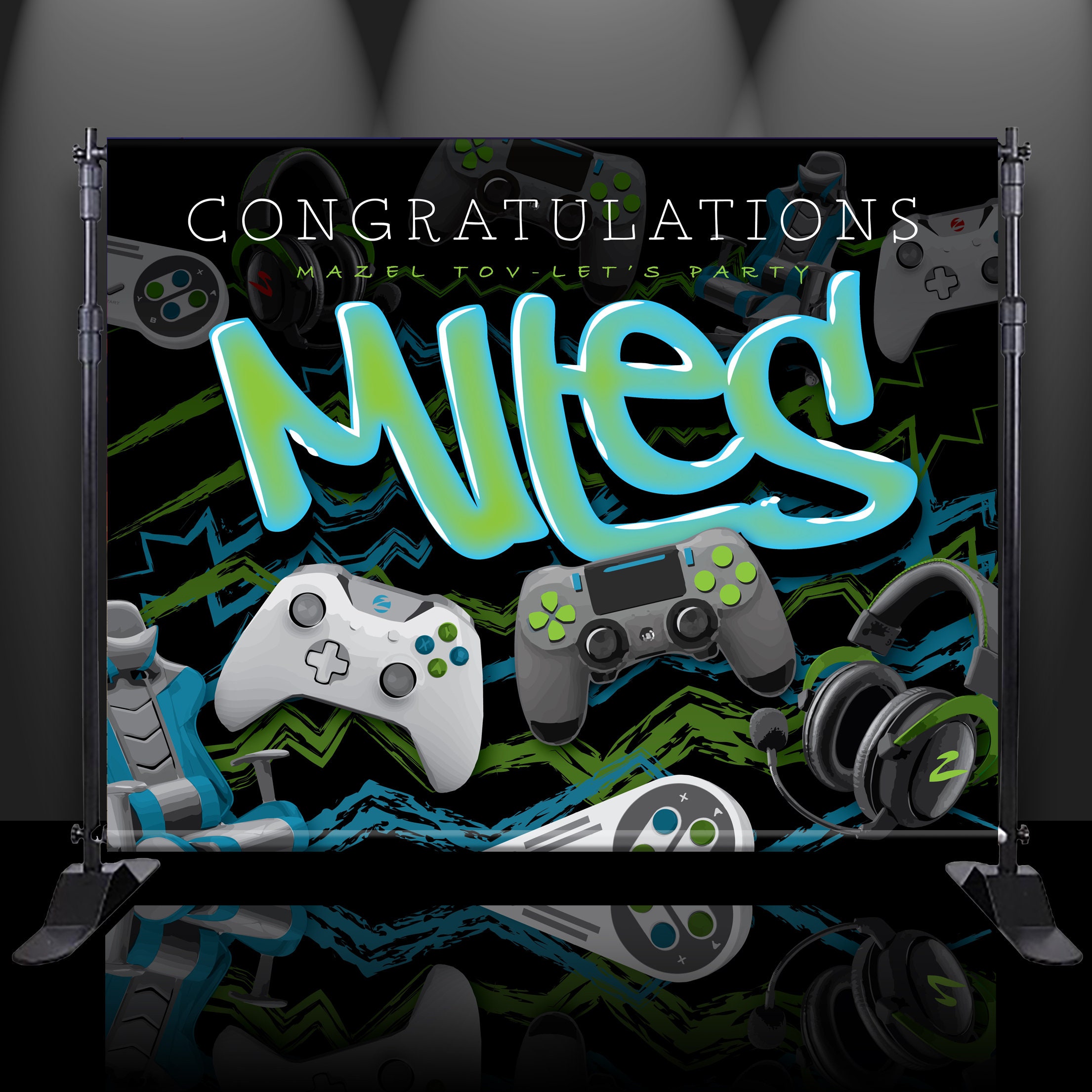 Gamer Backdrop Boys Birthday Party Celebration Event Decor Custom Bar Mitzvah Banner Roblox Fortnight Pixel Party Minecraft