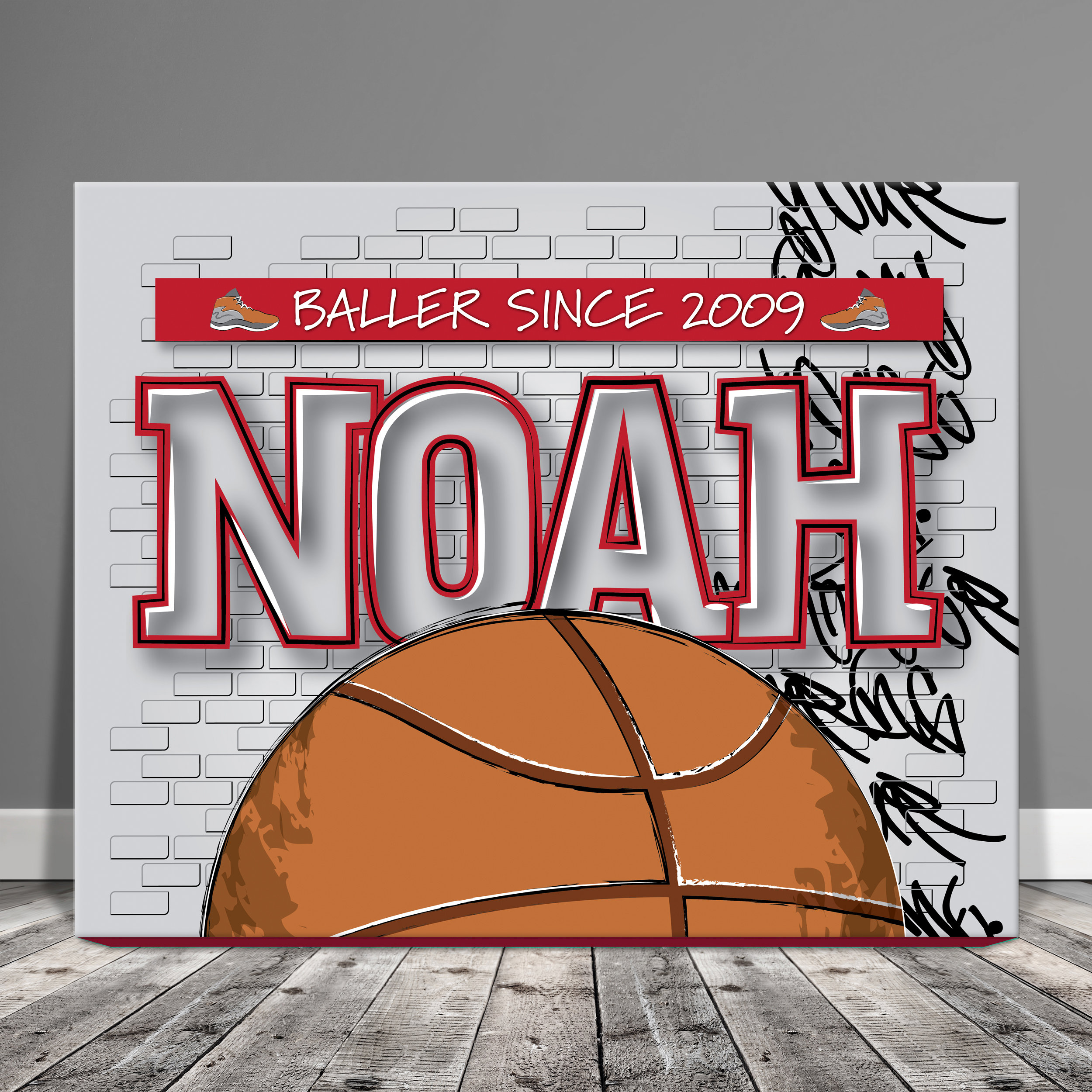Basketball canvas fabric wall art for Girls/Boys room, Game Room. Great  Colors
