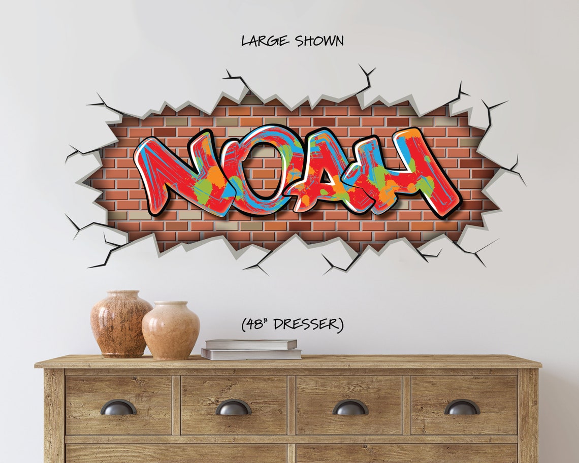 Custom Graffiti Removable Brick Wall Decal Name Art Street Etsy