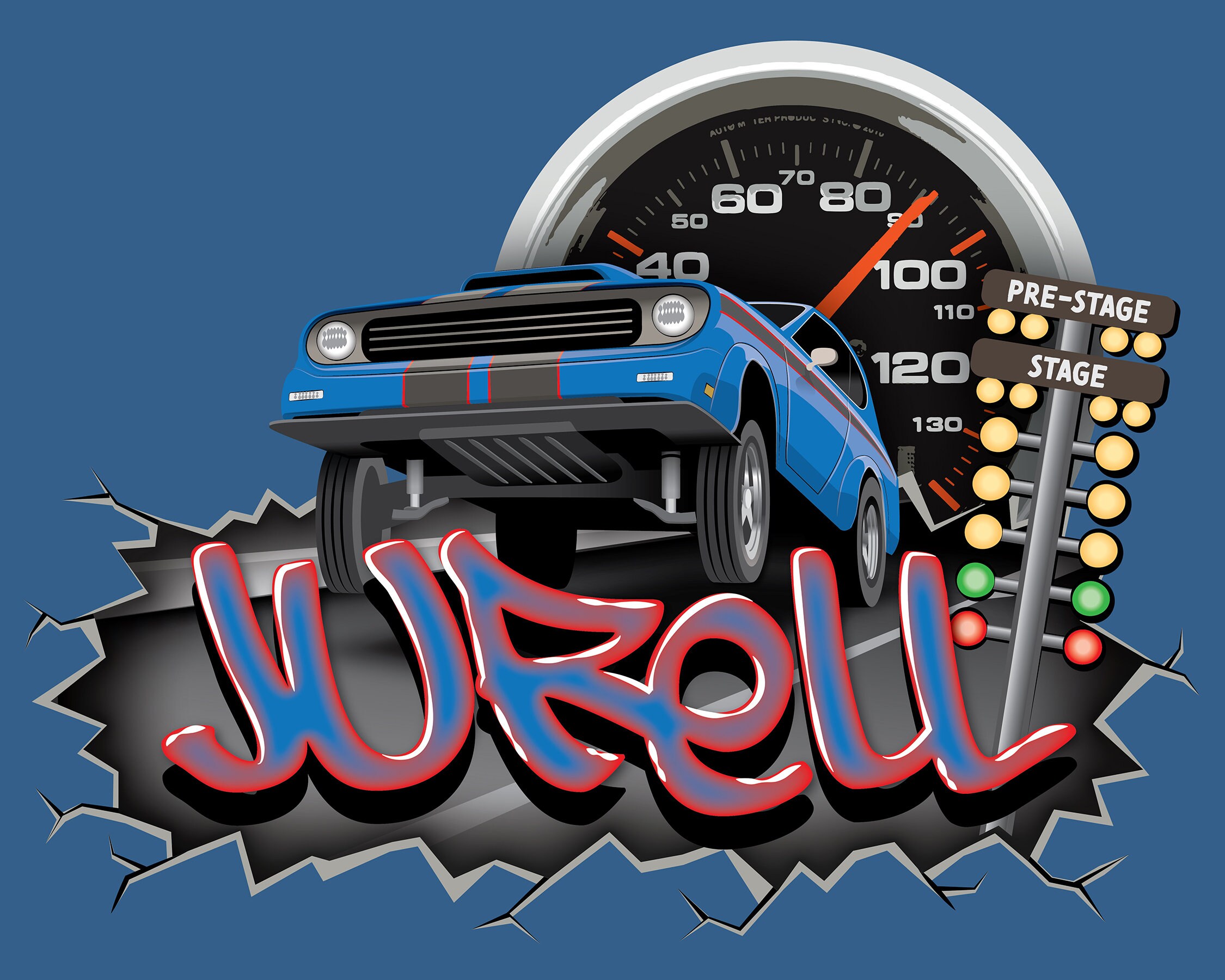 Drag Race Car Wall Decal Graffiti Name Personalized Boys