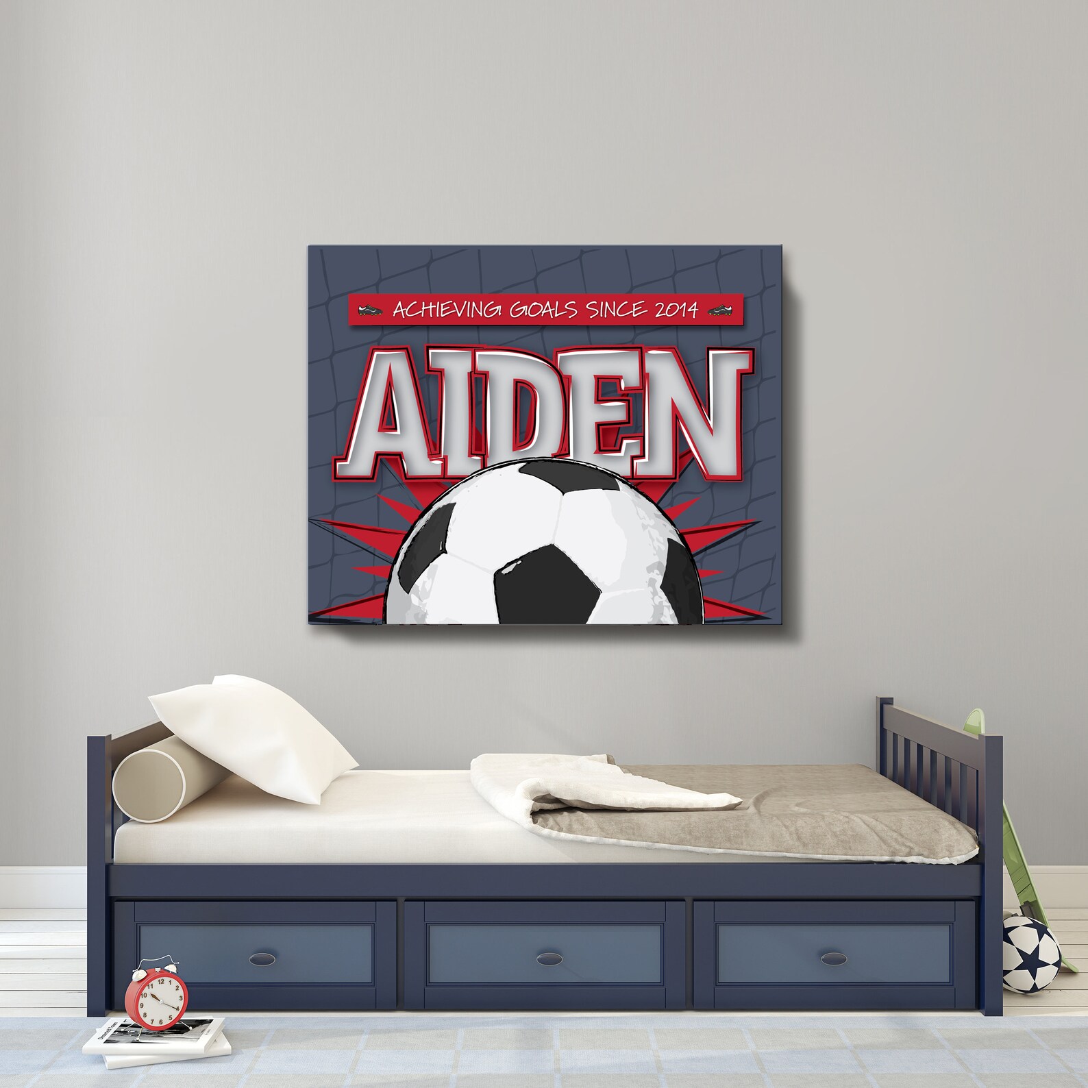 Soccer Name Art Kids Sports Canvas Art Boys Room Decor Large Etsy