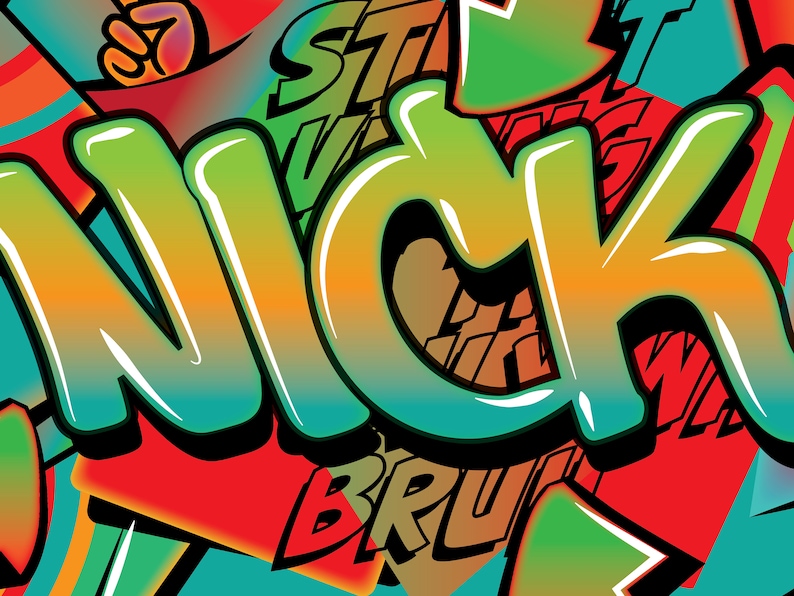 Graffiti Name Wall Decor Custom Boys Bedroom Shapes Arrow Etsy