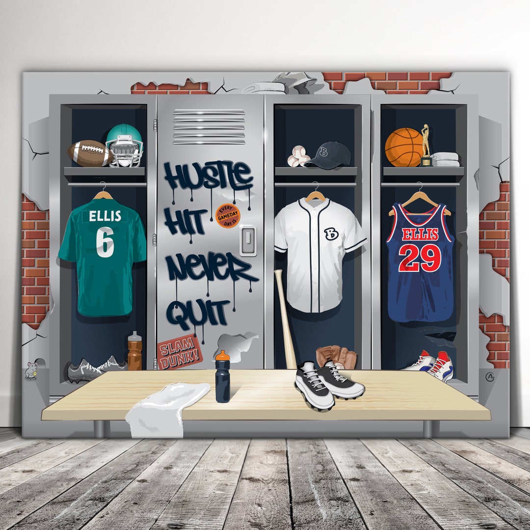 Locker Room Custom Sports Canvas Personalized Gift for Boys Room Decor