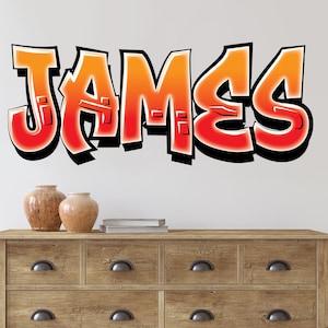Graffiti Name Custom Wall Decal Large Graffiti Colorful Room Decor Sticker Kids Room Art Art Personalized Boys On Trend Decor Teen Boys Room