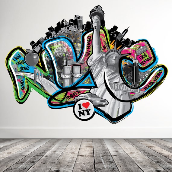 NYC Graffiti Wall Decal Modern Street Edgy Art Large Spray Paint