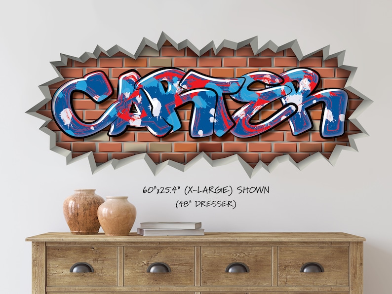 Custom Graffiti Removable Brick Wall Decal Name Art Street Etsy