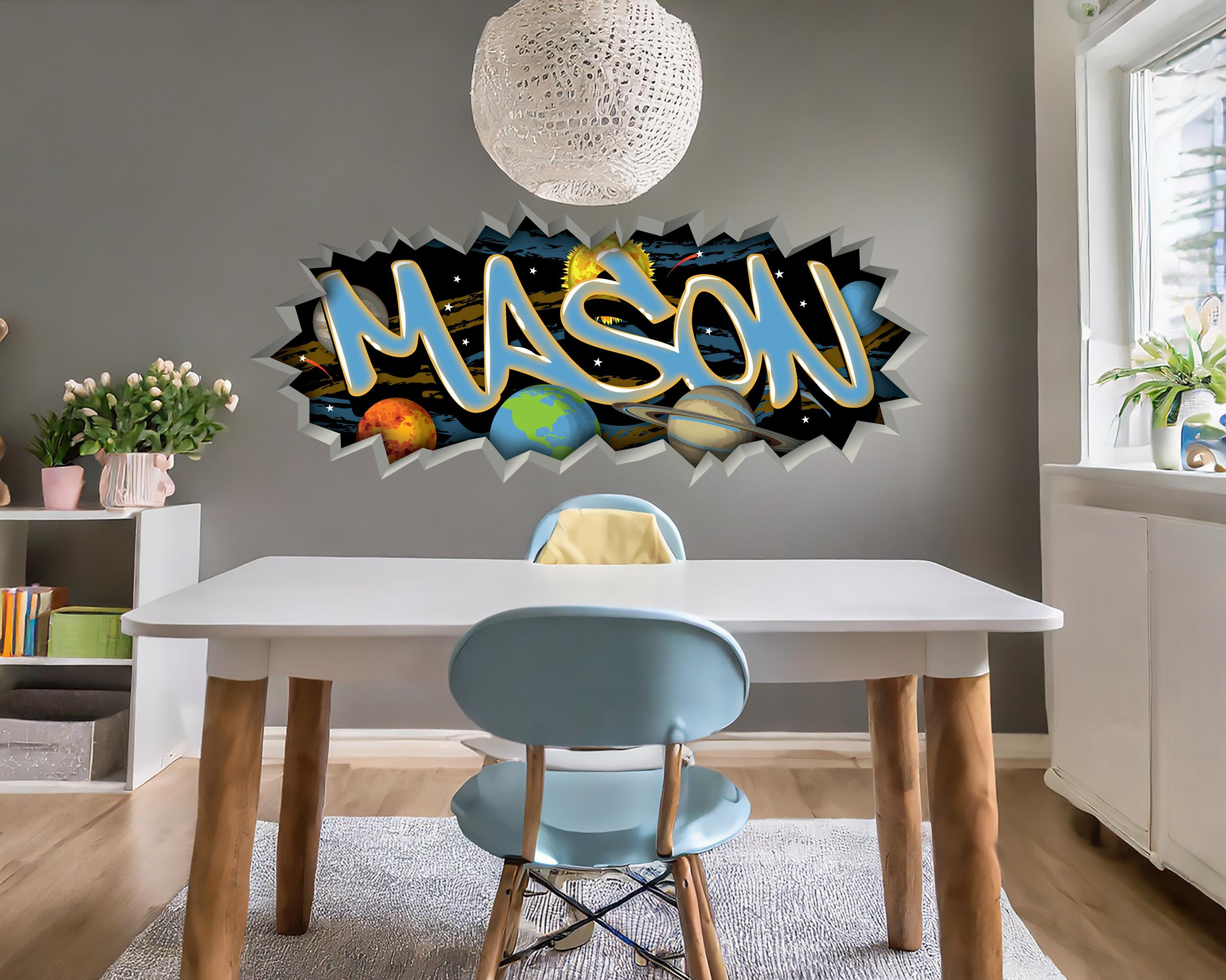 Buy Outer Space Decals Galaxy Planets Graffiti Wall Art Custom Personalized  Boys Room Decor Sticker Science Astronomy Space Ship Astronaut NASA Online  in India - Etsy, image size:2500x2000