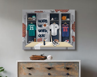 Locker Room Custom Sports Canvas Personalized Gift For Boys Room Decor