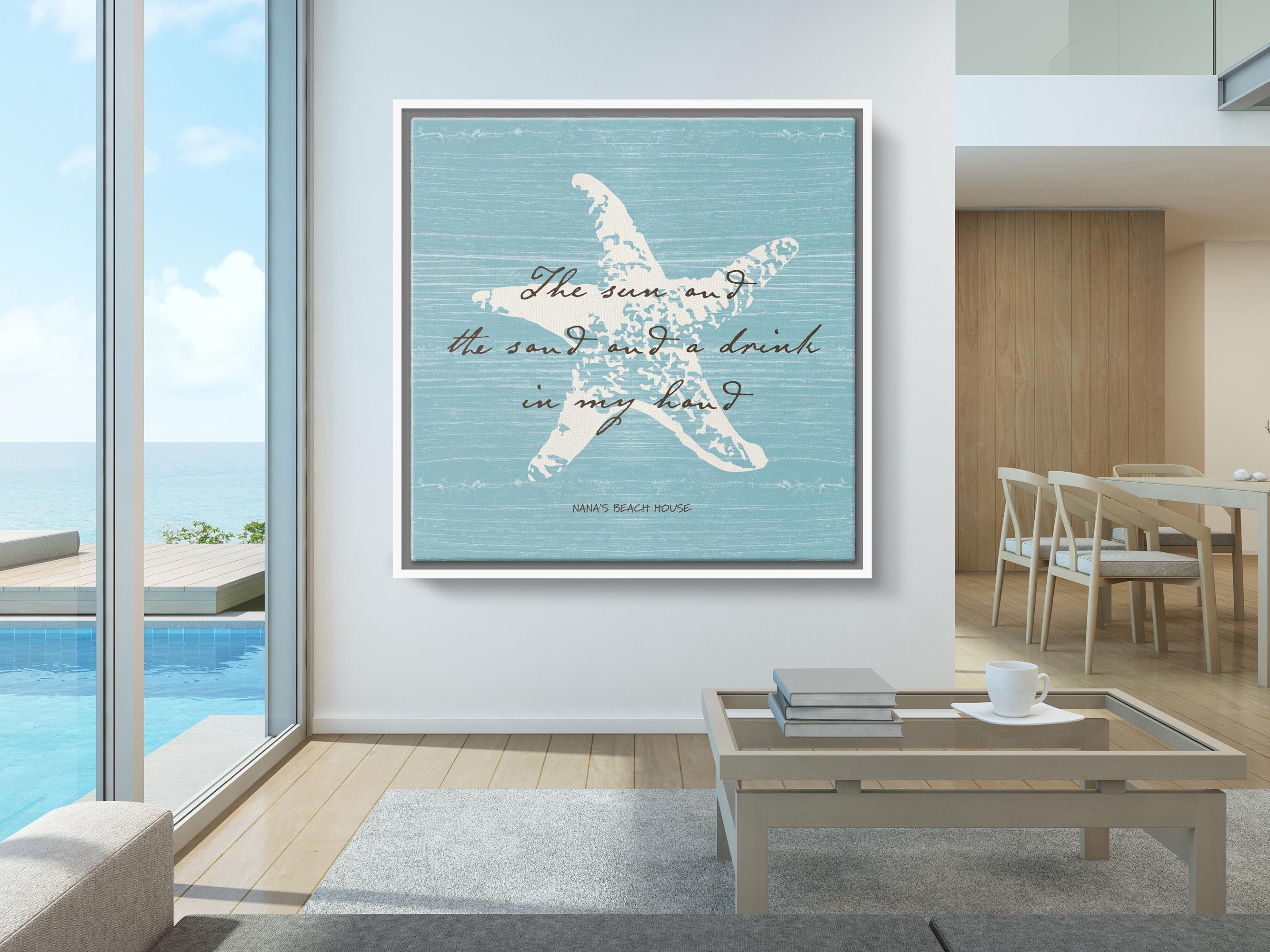 Custom Starfish Beach Canvas Wall Art Inspirational Beach Wall Art Large Canvas Art For Beach House Gift for Her Custom Beach Quote Print