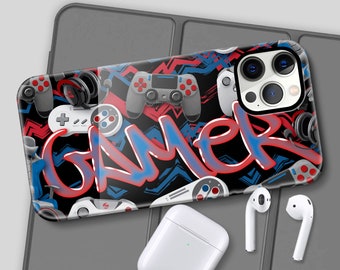 Gamer Graffiti Phone Case: Full 3D Wrap, Custom Colors