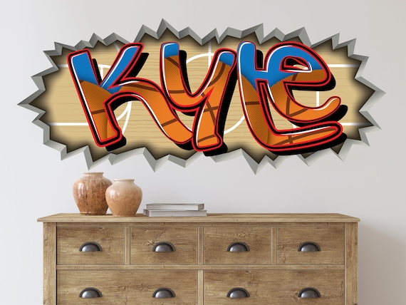 Buy Custom Graffiti Removable Basketball Wall Decal Name Art Large