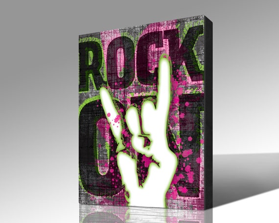 Rock on Canvas Art: Rustic Modern Music Decor - Etsy