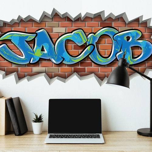 Custom Graffiti Removable Brick Wall Decal Name Art Street Etsy