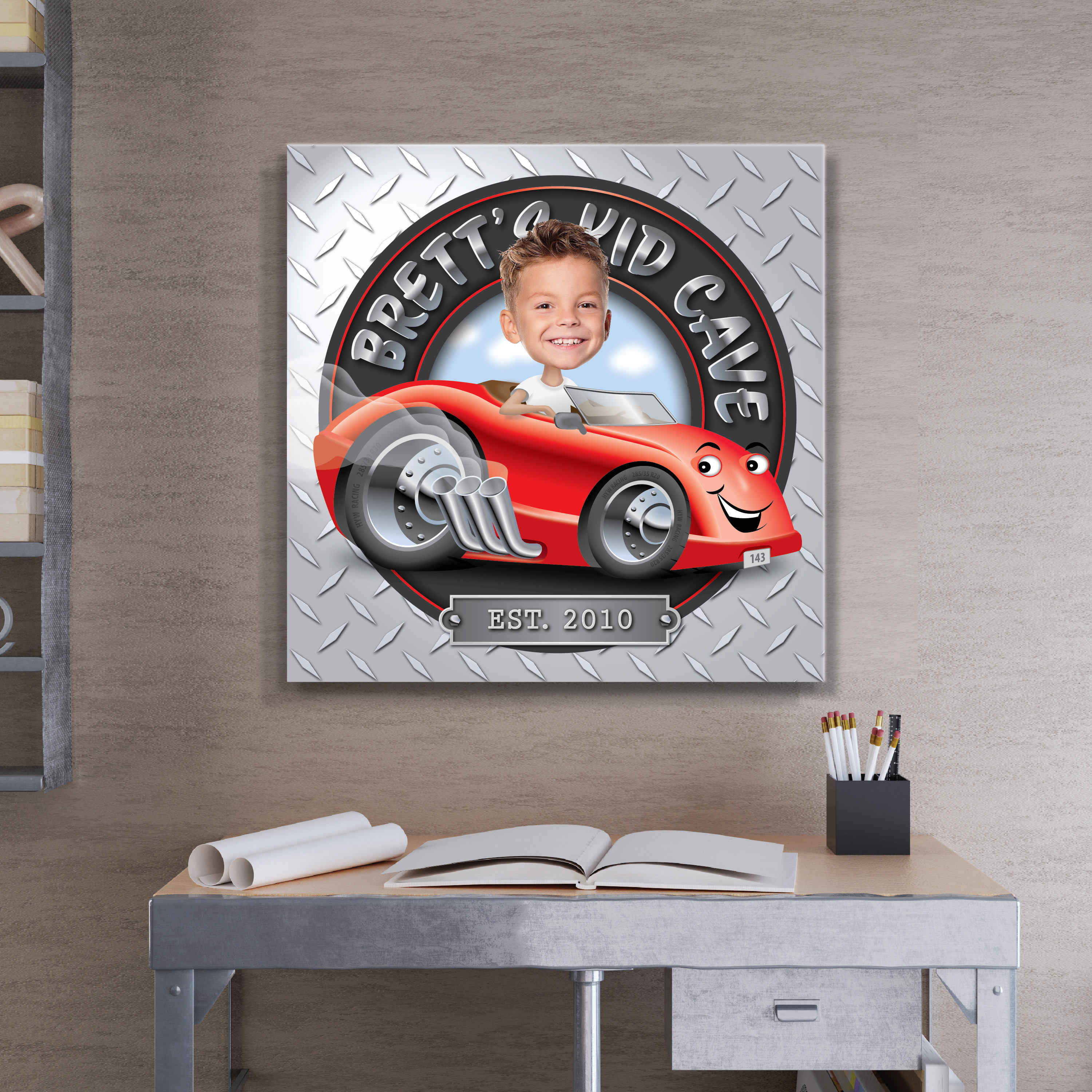 Caricature Hot Wheels Canvas Art Custom Kids Room Decor Large - Etsy