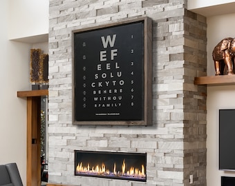 Custom Message Eye Chart Personalized Canvas, Available Frame, Family Name Sign, Rustic Home Decor, Wall Art, Housewarming, Optometrist Gift