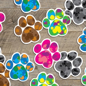 Colorful Paw Print Decals Dog Sticker Set Pet Decor Kitchen Laptop Phone Case Window Sticker Pup Decoration Puppy&#39;s Bowl Food Dog Wallpaper