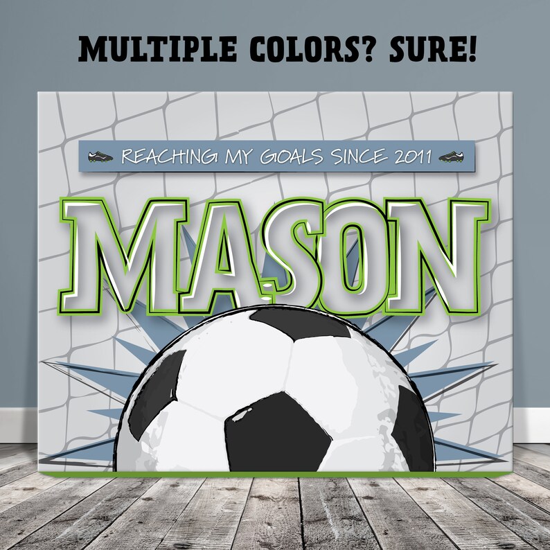 Soccer Name Art Kids Sports Canvas Art Boys Room Decor Large Etsy